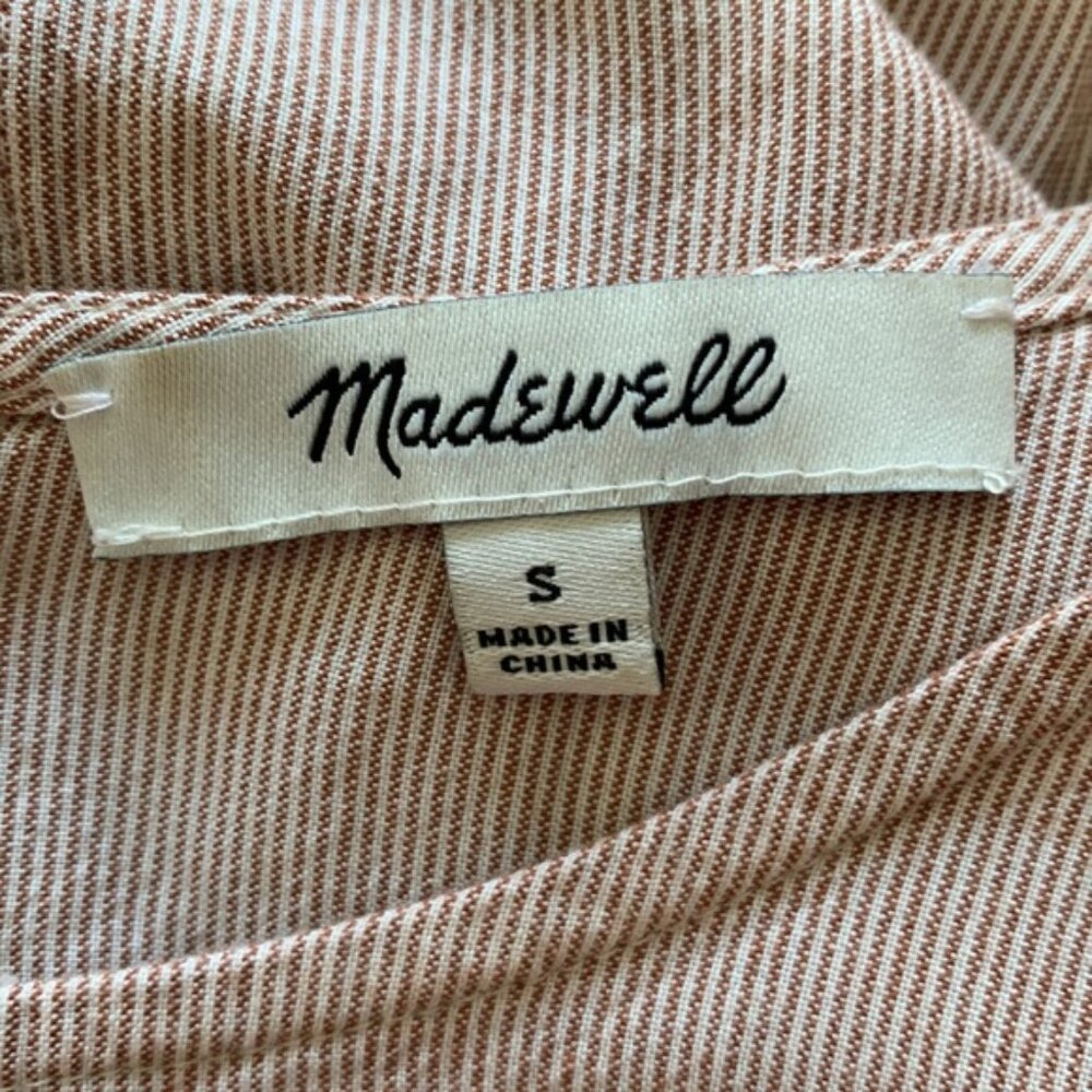 Madewell Button-Back Tie Tee In Stripe Raspberry … - image 6